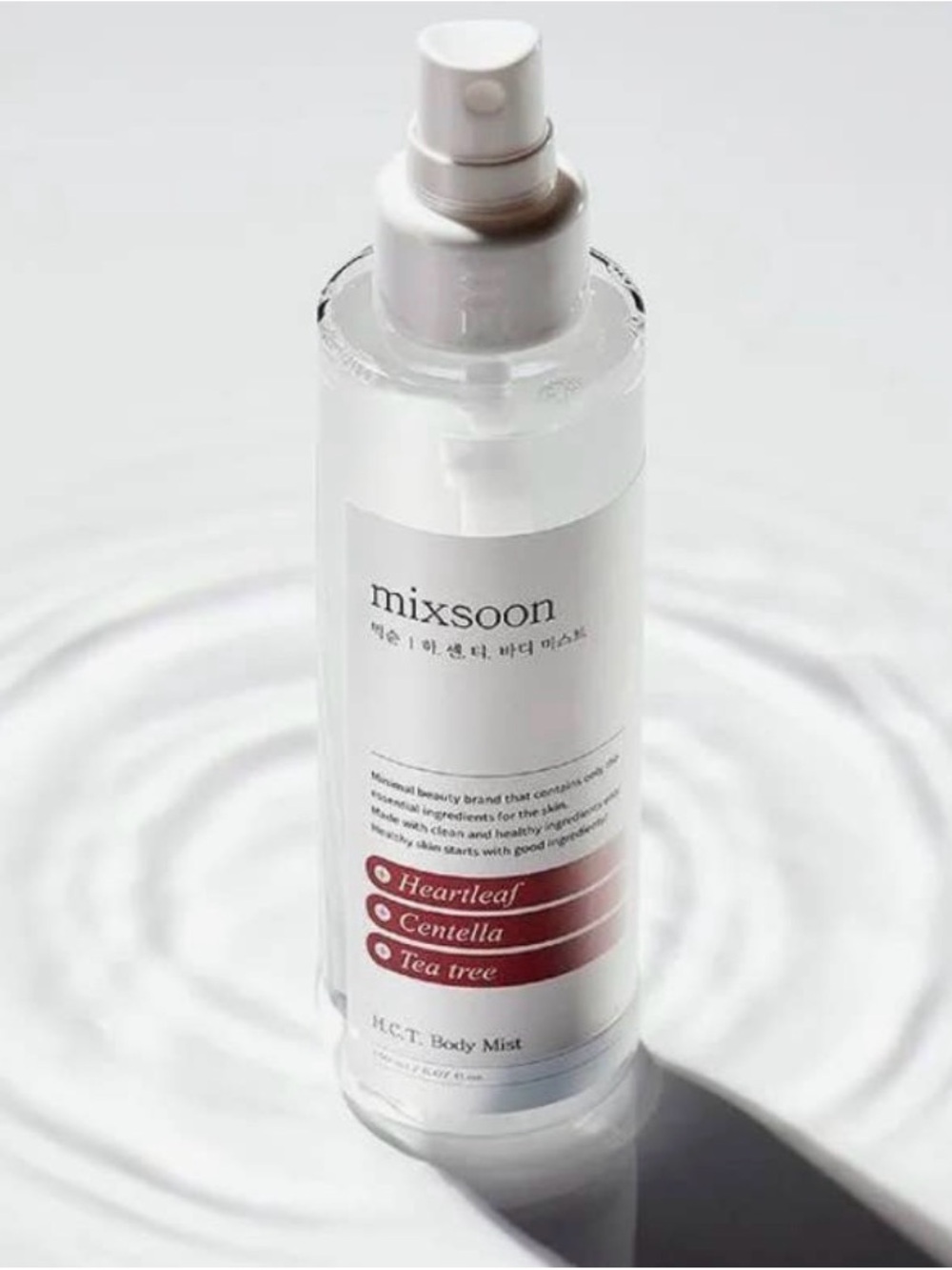 Mixsoon Heartleaf & Centella Body Mist — White Bottle with Red Accents